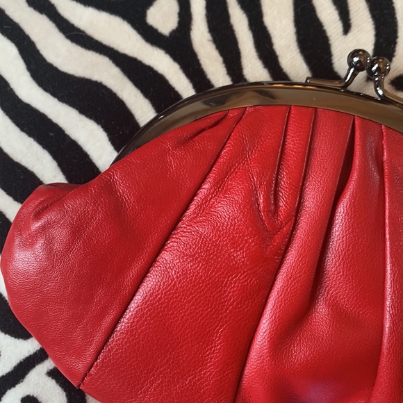 It’s Magic Studio Santa barbara vintage red leather large coin purse 7.5”x5” - Picture 5 of 12